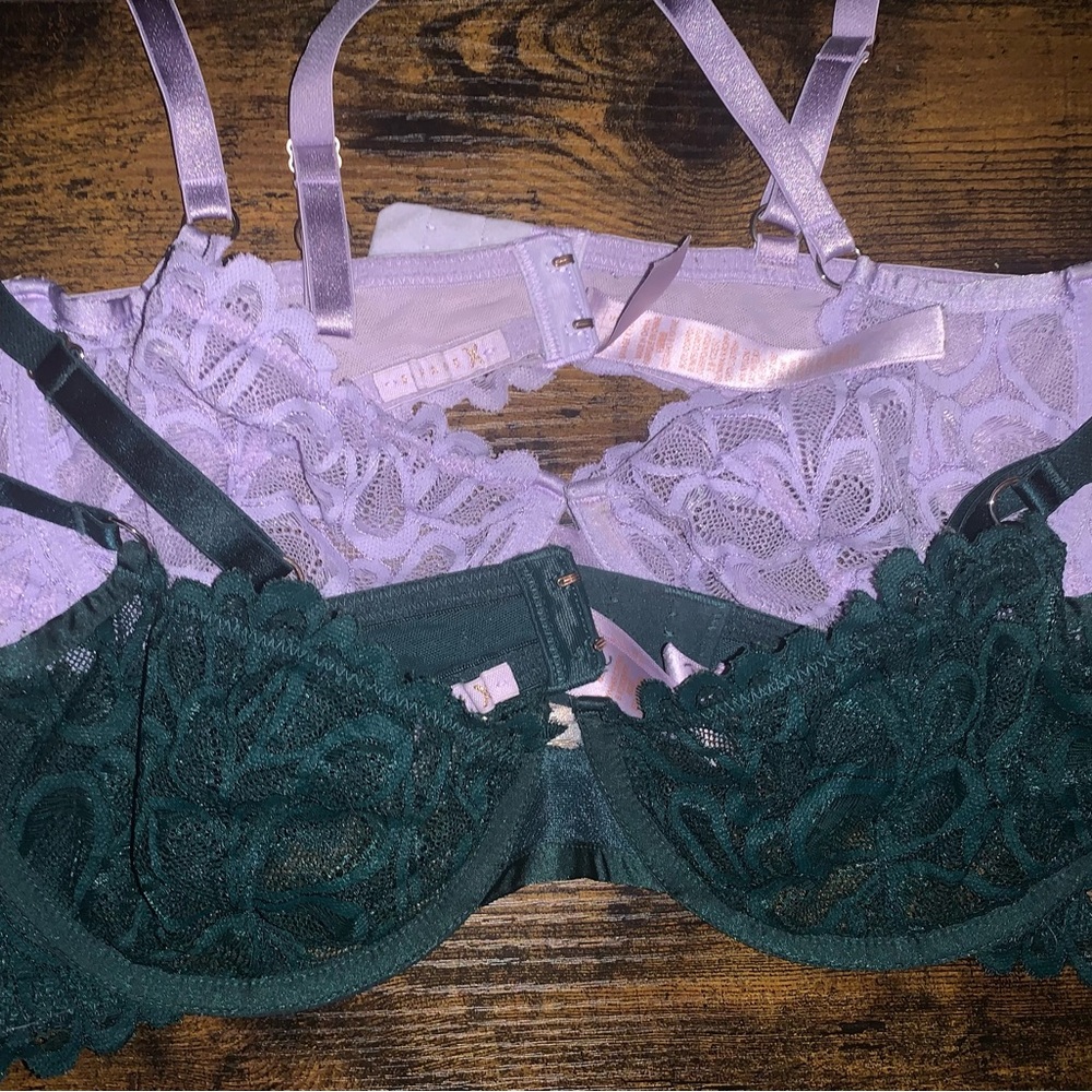 Savage Not Sorry Unlined Lace Balconette Bra bundle in Underworld and Lavender ✨